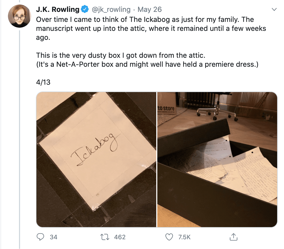 J.K. Rowling tweet about The Ickabog